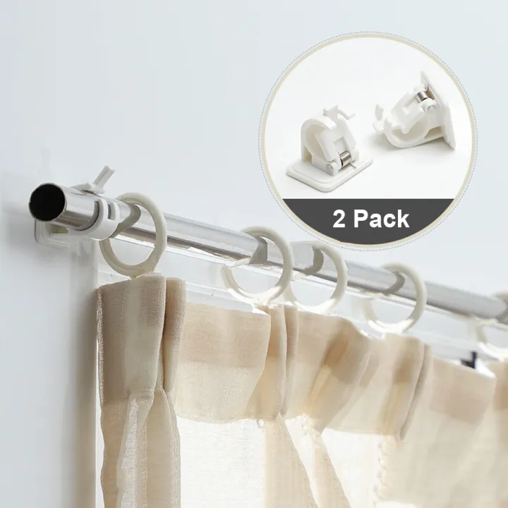 2pcs Self Adhesive Hooks Wall Mounted Curtain Rod Bracket Shower Fixed Clip Hanging Rack Lazada Ph 2pcs Self Adhesive Hooks Wall Mounted, Adhesive Shower Curtain Rod Holders Home Depot Philippines