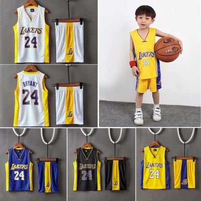 Kids NBA Los Angeles Lakers Kobe Bryant 24 Boys Girls High Quality Dri-FIT Basketball Jersey Uniform Suit