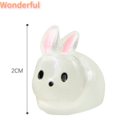 ?【Lowest price】Wonderful ตุ๊กตากระต่ายสีขาวเรืองแสงขนาดเล็ก5ชิ้นเครื่องประดับเรซิ่นตกแต่งภูมิทัศน์แบบทำมือ