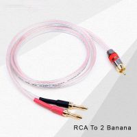 OFC Kabel Speaker Aktif RCA Ke Dual Banana Spade 2Y untuk Amplifier Kotak Suara Subwoofer Kabel Audio Berlapis Emas 1M 2M 3M 5M 8M