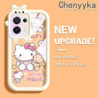 เคส Chenyyyka สำหรับ OPPO Reno 8 5G เคสการ์ตูนน่ารักลายแมว Hello Kitten ใหม่อัพเกรดซิลิโคนสีนิ่มเคสมือถือกันกระแทกแบบใสเคสโปร่งใสลายกล้องถ่ายรูปที่สร้างสรรค์ฝาครอบป้องกัน