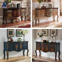 [COD] European-style solid sideboard American-style country flower living room porch Chinese-style retro old-fashioned side view against the wall cabinet