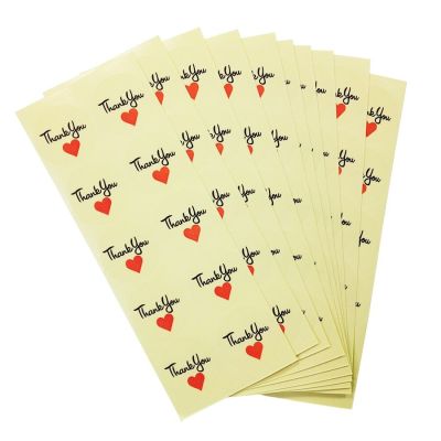 1000pcs/lot Red Heart With Thank You Transparent waterproof Packaging Seal Label Sticker DIY Gift Stickers Stickers Labels