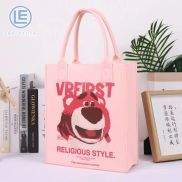 LS Strawberry bear tote bag New influencer print felt bag Cartoon tote bag