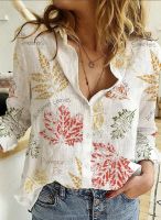 White Fashion Woman Blouse Grace Shirt Casual Loose Long Sleeve Shirt Feminine Temperament Print Tops