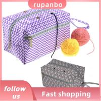 RUPANBO039392692มีกระเป๋าเก็บของแบ่งเส้นด้าย DIY พร้อมซิปเคสใส่ของอุปกรณ์เย็บผ้าผ้าถักนิตติ้งไหมพรมจัดระเบียบ Tas Rajut ใช้ในครัวเรือน