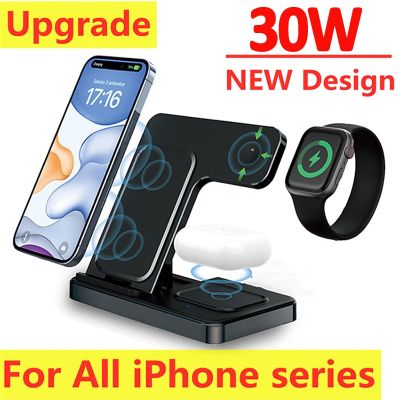 ❈ஐ 30W 3 In 1 Wireless Charger Stand For iPhone 14 13 12 11 XS XR X 8 Fast Charging Dock Station for Apple Watch 8 7 Airpods Pro