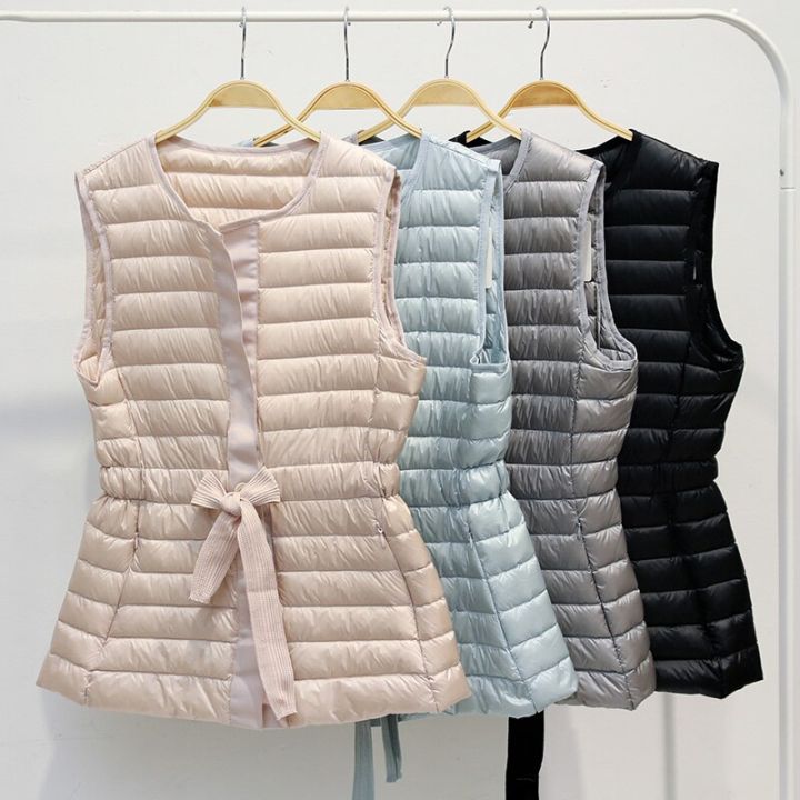 zzooi-autumn-winter-belt-thin-sleeveless-down-coat-elegant-o-neck-adjustable-waist-down-jackets-sweet-slim-korean-womens-coats-winter