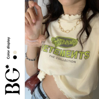 2023 ใหม่ navel-baring แขนสั้นเสื้อยืดผู้หญิงฤดูร้อนสาวร้อนสั้นออกแบบเสื้อ bottoming เสื้อ เกาะอกแซ่บๆ BGW094