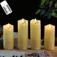 Pack of 2/3/4 Realistic Fake Electronic Christmas Candles With Remote ControlBattery Operated Flameless Pillar Window Candles