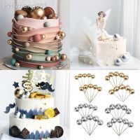 5Pcs Cake Topper Gold Silver Ball Happy Birthday Cake Topper DIY Cupcake Flag Wedding Christmas Ball Decor Birthday Decoration