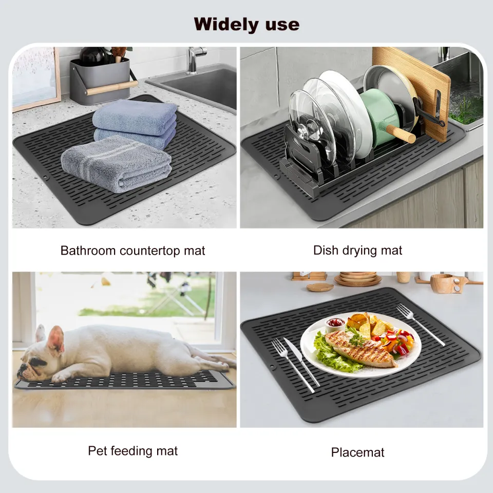 1pc Silica gel dish dry mat, kitchen counter dry mat, heat-resistant mat,  easy to clean drain mat, kitchen counter anti-skid dish drain mat