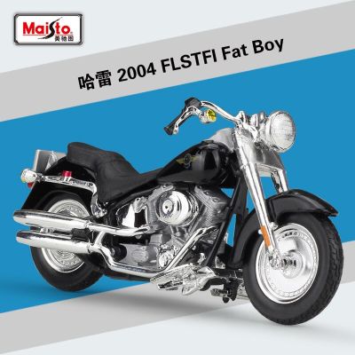 Maisto 1:18 Harley 2004 FLSTFI Fat Boy Model Car Simulation Alloy Motorcycle Metal Toy Car Childrens Toy Gift Collection B443