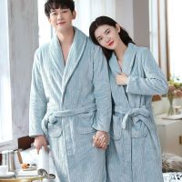 [Xiaoli clothing] ผู้หญิง Thicken Warm Flannel Robes ฤดูหนาวคู่แขนยาวเสื้อคลุมอาบน้ำผู้ชาย Nightgown Lounge ชุดนอนเสื้อผ้าเสื้อคลุมอาบน้ำ