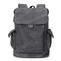 Gray Leather Backpack Bags Men PU Leather Laptop Travel Business Bagpack Large Capacity School Male Shoulder Backbag for Man Boy