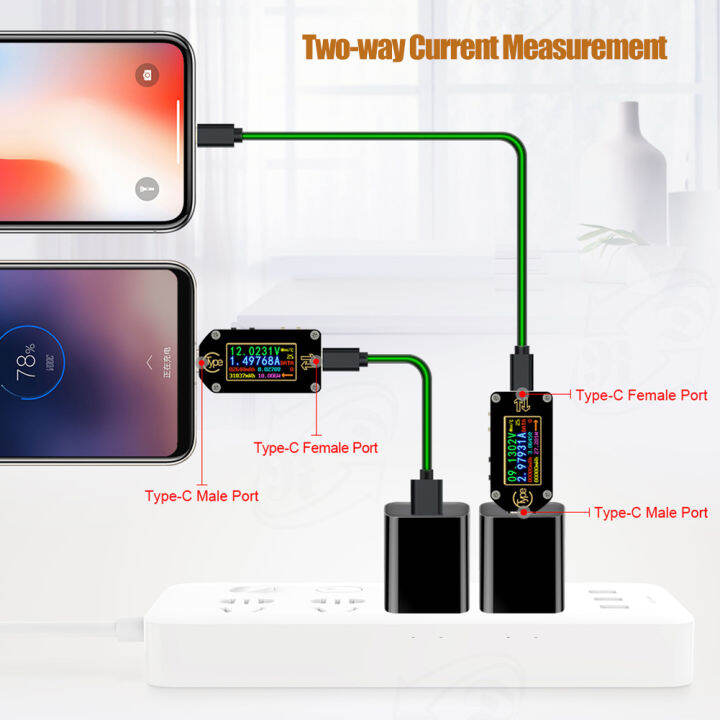 tc66tc66c-trigger-usb-c-voltmeter-ammeter-voltage-2-way-current-meter-multimeter-pd-charger-battery-usb-tester