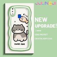 Jjlingji เคสสำหรับ VIVO Y91เคส Y95 Y91i ลายแมวและปลาน่ารักกรอบ TPU ซิลิโคนแบบใสเคสมือถือกันกระแทกแบบนิ่มรวมทั้งหมดรวมฝาครอบป้องกันหัวกล้อง