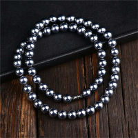 Natural Terahertz Necklace For Women Lady Men Healing Luck Gift Energy Crystal Stone Round Beads Chains Jewelry AAAAA 50cm 60cm