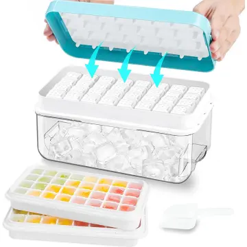 Ice Cube Tray with Lid and Bin for Freezer, Easy Release 55 Nugget