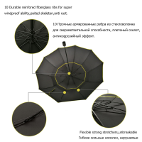 126เซนติเมตรที่มีคุณภาพสูง10กระดูกธุรกิจร่มผู้ชายหนัก Windproof ฝนร่มคู่ร่มจักรยานร่ม