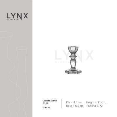 LYNX - Candle Stand 6528 - เชิงเทียนแก้ว เชิงเทียนคริสตัล ลายริ้วร่องตรง ความสูง 11 ซม.