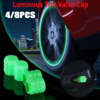 8/4pcs Luminous Tire Valve Cap Car Motorcycle Bike Wheel Hub Glowing Valve Cover Tire Decoration Auto Styling Tyre Accessories