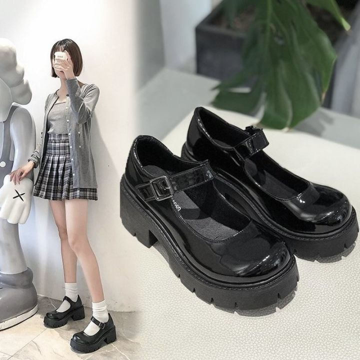 hotรองเท้าผู้หญิงโลลิต้าสไตล์ญี่ปุ่น-mary-jane-รองเท้าส้นตึกส้นสูงวินเทจไซส์ใหญ่พิเศษ