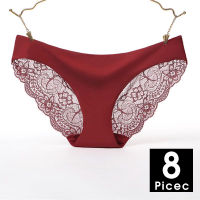 8pcs Womens Underwear Sexy Panties Seamless Lingerie Ice Silk Briefs Ultra-thin Thong Female Underpants Panties Lot Intimates