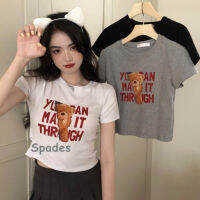 Spades_เสื้อยืดแขนสั้นพิมพ์ลายหมีเวอร์ชั่นเกาหลีสำหรับผู้หญิง (T1047)