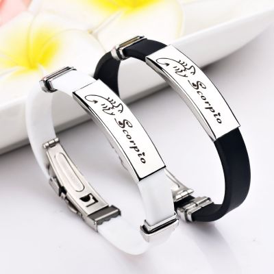 2021 Fashion Jewelry 12 Zodiac celets Bangles Couple celet Charm Stainless Steel 12 Conslations Silicone celets for Women