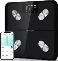 Etekcity Smart Scale for Body Weight, Accurate to 0.05lb (0.02kg) Digital Bathroom Weighing Machine for Fat Water Muscle BMI for People, Bluetooth Electronic Body Composition Monitors, 400lb Upgraded Black