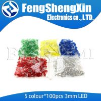 5 colour*100pcs=500pcs 3MM LED F3 Diode Kit Mixed Color F3 Red Green Yellow Blue White WATTY Electronics