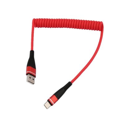 USB-C Type C Cable stretched Coiled Spring Spiral Type-C Male Extension Cord Data Sync Charger Wire Charging Cable For Samsung