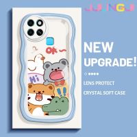 Jlingji เคสสำหรับ Infinix Smart 6 Plus Smart 7เคสการ์ตูน Happy Animal ดีไซน์ใหม่ Colour Border นุ่มเคสมือถือกันกระแทกแบบใสโปร่งใสลายกล้องถ่ายรูปที่สร้างสรรค์เคสซิลิกาเจลป้องกัน