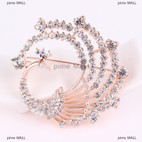 pime MALL ดอกไม้คริสตัลนกยูงตกแต่งงานเลี้ยงผู้หญิงผ้าพันคอเข็มกลัดเครื่องประดับ