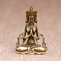 Authentic Guarantee ทองเหลืองแข็ง handmade มินิ Quan Yin เครื่องประดับงานฝีมือโบราณบริสุทธิ์ทองเหลืองพวงกุญแจจี้พระเนปาลทิเบต