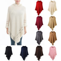 ฤดูหนาวผู้หญิงผ้าพันคอผ้าคลุมไหล่ผู้หญิงถัก Warm Batwing Cape Tassels Poncho เสื้อคลุมเสื้อแจ็คเก็ตฤดูหนาว Outwear แฟชั่นเสื้อคลุมเสื้อกันหนาว