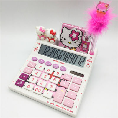 12 Digits Solar Cute Kitty Calculator Solar Clear Calculator With Pen And Notebook Calculated Calculadoras Learn Gifts Blessings