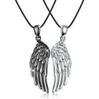 2 Pcs/Set Exquisite Angel Wings Couple Necklace Feather Pendant Clavicle Chain Jewelry Decoration Gifts for Girls Boys