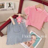 CUI YI SHOP summer denim overalls suit 2023 style super cute and stylish baby girl thin set