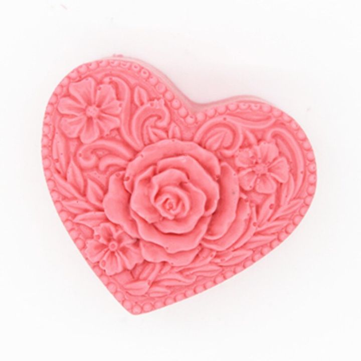 แม่พิมพ์สบู่ซิลิโคนรูปหัวใจขนาดเล็กสำหรับสบู่ทำแม่พิมพ์ดอกกุหลาบ3d-เค้กแบบ-diy-แม่พิมพ์ตกแต่งสบู่ทำมือ
