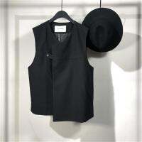 Original Autumn tide men simple asymmetric loose vest harajuku style hip-hop hundred-color sleeveless jacket