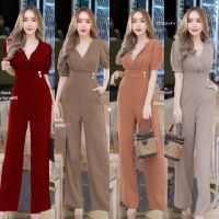 B17452 Jumpsuit จั้มสูทขายาวอกจับจีบ Jumpsuit Long-sleeved jumpsuit with pleated chest