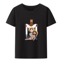 Camiseta con estampado gráfico de Jesús para Hombre, ropa de calle informal, Tops de estilo suelto, moda urbana, Camiseta Hipster fresca, novedad