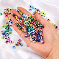 COD DSFERGWETERW New 50pcs 6mm 8mm 10mm Oval Loose Beads Colorful Evil Eye Resin Spacer Beads DIY for Jewelry Bracelet Necklace Making