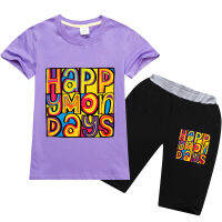 Happy Mondays เสื้อยืดเสื้อผ้าเด็กชายหญิงล่างสำหรับทั้งชายและหญิง,ชุดกางเกงขาสั้นเด็กการ์ตูนผ้าฝ้ายฤดูร้อนฤดูใบไม้ร่วง