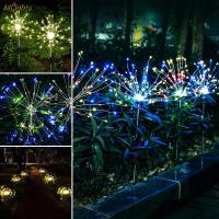 โคมไฟพลุ Lampu Tenaga Surya ทางเดินในสวน120LED เสาไฟดาวกระจายกลางแจ้งลานแสงสว่างสำหรับสวน