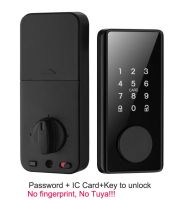 ล็อคประตูทางเข้าด้านหน้า Keyless รหัสผ่านลายนิ้วมือแอป Biometric Bluetooth Tuya Of Locks Deadbolt Smart