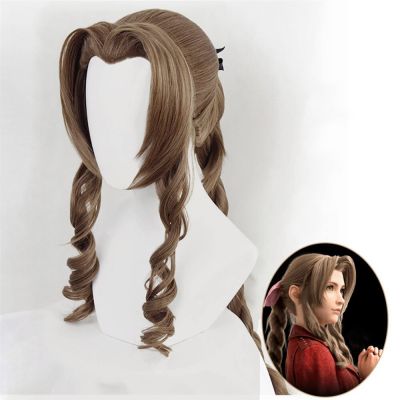 VII Cosplay FF7 Aerith Gainsborough Wigs Braid Long Cosplay Heat Resistant Synthetic Hair Wig + Free Wig Cap