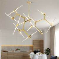 Modern Chandelier Nordic LED Gold Lighting Fixture Hanging Dining Kitchen Living Bedroom Indoor Decor Suspension Pendant Lamps